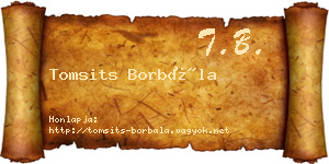 Tomsits Borbála névjegykártya